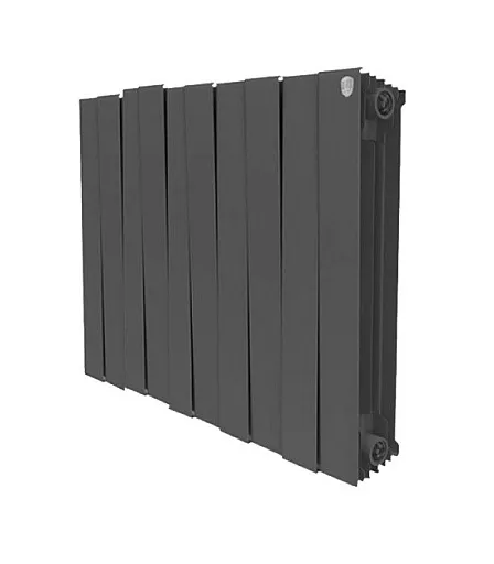 Радиатор биметаллический Royal Thermo Piano Forte 500 мм 10 секций 1" боковое подключение 591х800 мм черный Радиатор биметаллический Royal Thermo Piano Forte 500 мм 10 секций 1" боковое подключение 591х800 мм черный