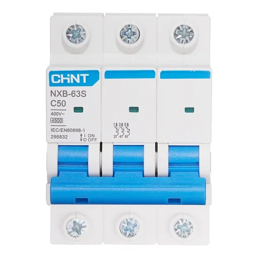 Автоматический выключатель модульный Chint NXB-63S 3P 50А тип C 4,5 кА 400 В (296832 Chint) Автоматический выключатель модульный Chint NXB-63S 3P 50А тип C 4,5 кА 400 В (296832 Chint)