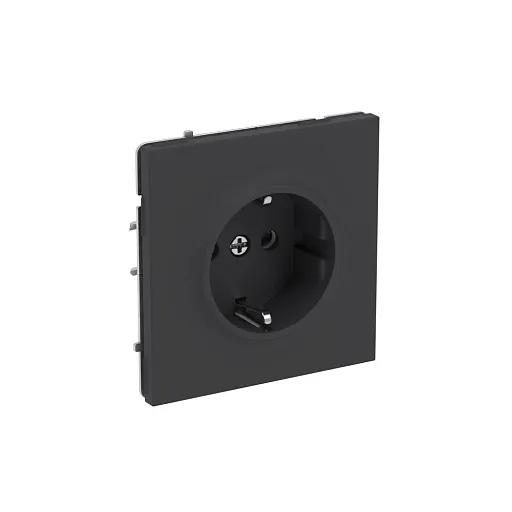 Розетка DKC Kant встраиваемая черный уголь с заземлением со шторками (7012003DIY)
