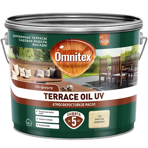 Масло Pinotex/Omnitex Terrace Oil UV для террас бесцветное 9 л Масло Pinotex/Omnitex Terrace Oil UV для террас бесцветное 9 л