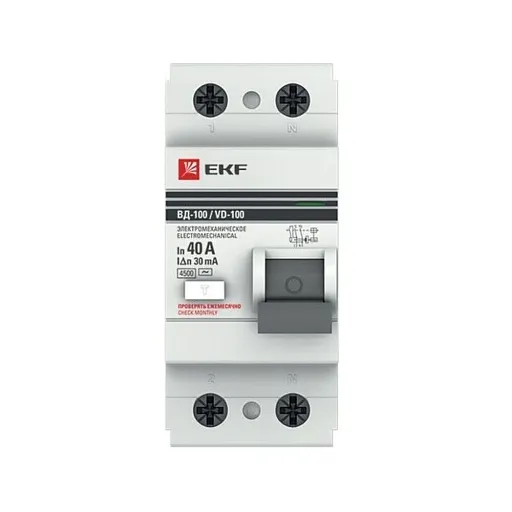 УЗО EKF PROxima ВД-100N 40А 2P тип AC 30 мА 6 кА (E1026M4030)