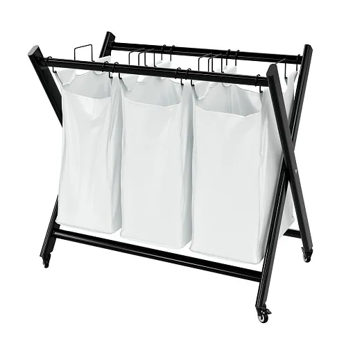 Корзина для белья WasserKraft Naab 790х720х465 мм 123 л складная белая/черная (WB-860-L)