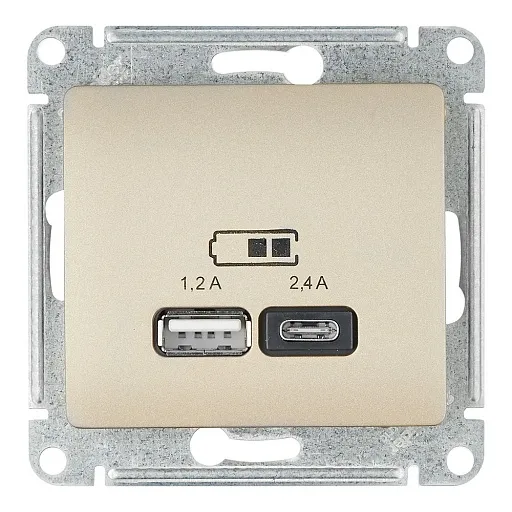 Розетка USB Systeme Electric Glossa встраиваемая титан USB-A/ Type-C (GSL000439) Розетка USB Systeme Electric Glossa встраиваемая титан USB-A/ Type-C (GSL000439)