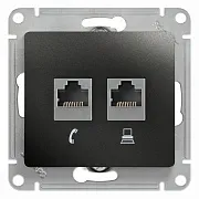 Розетка компьютерная/ телефонная Systeme Electric Glossa встраиваемая антрацит RJ11/ RJ45 (GSL000785) Розетка компьютерная/ телефонная Systeme Electric Glossa встраиваемая антрацит RJ11/ RJ45 (GSL000785)