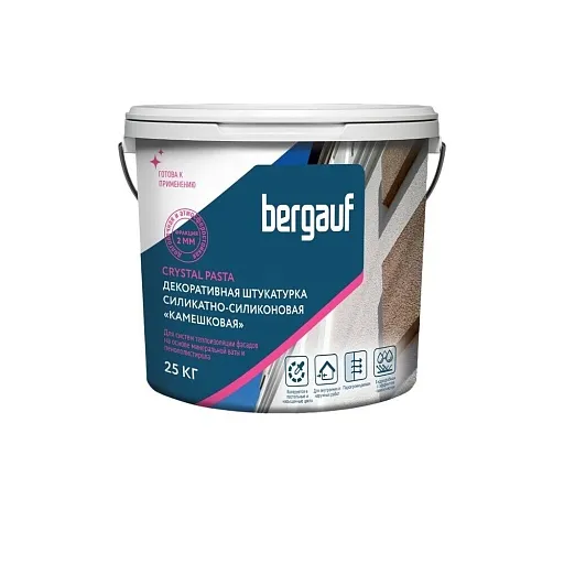 Штукатурка фасадная Bergauf Crystal Pasta силикатно-силиконовая шуба 2 мм 25 кг Штукатурка фасадная Bergauf Crystal Pasta силикатно-силиконовая шуба 2 мм 25 кг