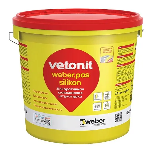 Штукатурка фасадная Vetonit Weber.pas Silikon силиконовая шуба 1,5 мм база 100А белая 25 кг Штукатурка фасадная Vetonit Weber.pas Silikon силиконовая шуба 1,5 мм база 100А белая 25 кг