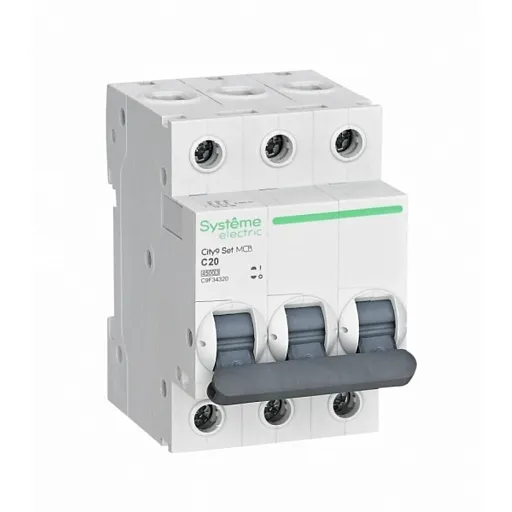 Автоматический выключатель модульный Systeme Electric City9 Set 3P 20А тип C 4,5 кА 400 В (C9F34320) Автоматический выключатель модульный Systeme Electric City9 Set 3P 20А тип C 4,5 кА 400 В (C9F34320)