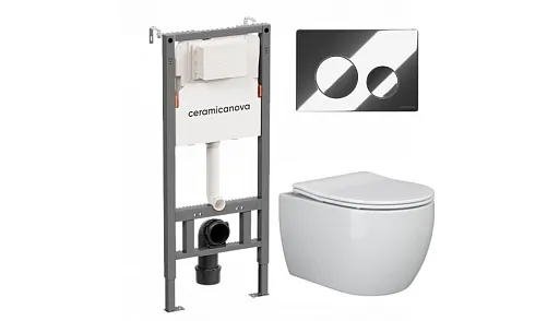 Комплект инсталляции Ceramicanova Balance с унитазом Ceramicanova Play с кнопкой хром и сиденьем дюропласт микролифт быстросъем (CN121001/CN3001) Комплект инсталляции Ceramicanova Balance с унитазом Ceramicanova Play с кнопкой хром и сиденьем дюропласт микролифт быстросъем (CN121001/CN3001)