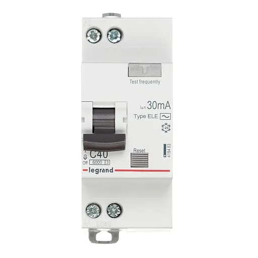Автомат дифференциальный Legrand RX3 40А 1P+N тип AC 30 мА 6 кА (419403) Автомат дифференциальный Legrand RX3 40А 1P+N тип AC 30 мА 6 кА (419403)
