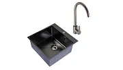 Мойка для кухни Mixline Pro 50х50х20 см врезная с сифоном со смесителем Corsa Deco Creek с высоким изливом сталь графит (556575/FKCSMG) Мойка для кухни Mixline Pro 50х50х20 см врезная с сифоном со смесителем Corsa Deco Creek с высоким изливом сталь графит (556575/FKCSMG)
