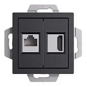 Розетка компьютерная Systeme Electric AtlasDesign встраиваемая алюминий HDMI/ RJ45 (ATN001082)