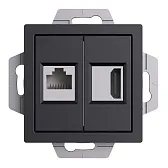Розетка компьютерная Systeme Electric AtlasDesign встраиваемая алюминий HDMI/ RJ45 (ATN001082)