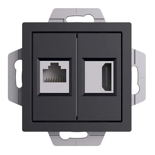 Розетка компьютерная Systeme Electric AtlasDesign встраиваемая алюминий HDMI/ RJ45 (ATN001082)