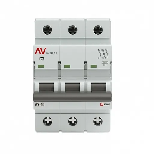 Автоматический выключатель модульный EKF Averes AV-10 3P 2А тип C 10 кА 400 В (mcb10-3-02C-av) Автоматический выключатель модульный EKF Averes AV-10 3P 2А тип C 10 кА 400 В (mcb10-3-02C-av)