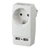 Разветвитель 1 розетка Эра 16 А 220 В 3,5 кВт 2хUSB белый (Б0026332)
