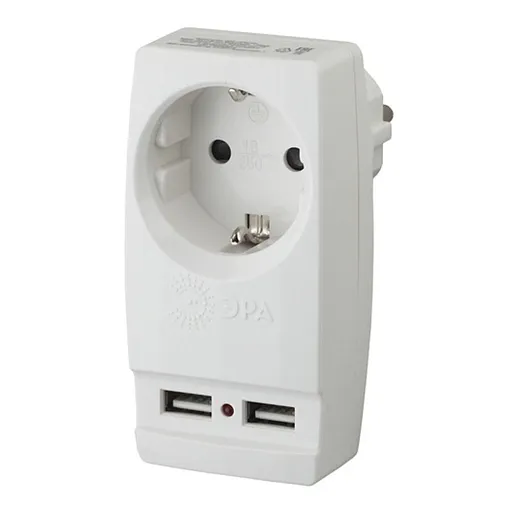 Разветвитель 1 розетка Эра 16 А 220 В 3,5 кВт 2хUSB белый (Б0026332) Разветвитель 1 розетка Эра 16 А 220 В 3,5 кВт 2хUSB белый (Б0026332)