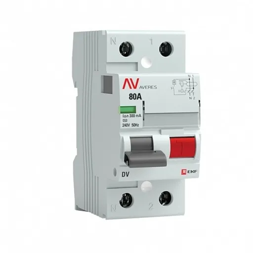 УЗО EKF Averes DV 80А 1P+N тип AC 300 мА 10 кА (rccb-2-80-300-ac-av) УЗО EKF Averes DV 80А 1P+N тип AC 300 мА 10 кА (rccb-2-80-300-ac-av)