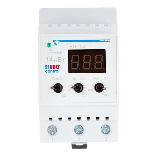 Реле напряжения модульное Новатек РН-106 220 В 60 А тип AC Реле напряжения модульное Новатек РН-106 220 В 60 А тип AC
