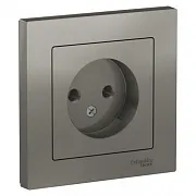 Розетка Systeme Electric AtlasDesign встраиваемая сталь без заземления (ATN000940)
