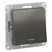 Переключатель Systeme Electric AtlasDesign одноклавишный встраиваемый сталь с подсветкой (ATN000963)