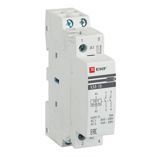 Контактор модульный EKF PROxima КМ 230-240 В 16 А тип AC 1НО+1НЗ (km-1-16-11) Контактор модульный EKF PROxima КМ 230-240 В 16 А тип AC 1НО+1НЗ (km-1-16-11)