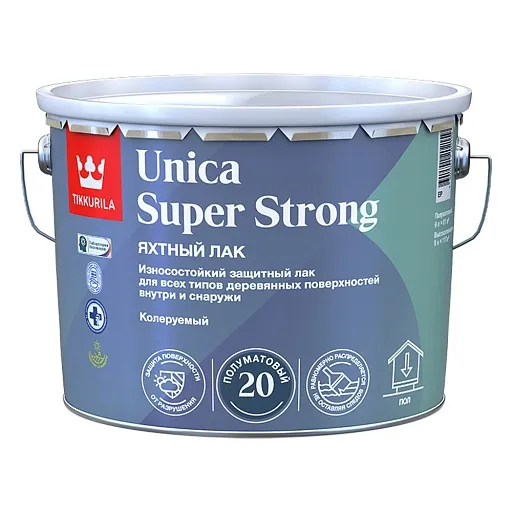 Лак алкидно-уретановый яхтный Tikkurila/Tikkivala Unica Super Strong основа EP бесцветный 9 л полуматовый Лак алкидно-уретановый яхтный Tikkurila/Tikkivala Unica Super Strong основа EP бесцветный 9 л полуматовый
