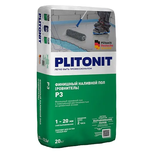 Ровнитель (наливной пол) финишный Plitonit P3 самовыравнивающийся 20 кг Ровнитель (наливной пол) финишный Plitonit P3 самовыравнивающийся 20 кг