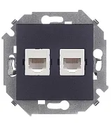 Розетка компьютерная Simon 15 встраиваемая графит 2хRJ45 (1591593-038) Розетка компьютерная Simon 15 встраиваемая графит 2хRJ45 (1591593-038)