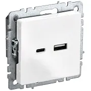 Розетка USB IEK Brite РЮ11-1-БрБ встраиваемая белая USB-A/ Type-C (BR-U22-018-K01) Розетка USB IEK Brite РЮ11-1-БрБ встраиваемая белая USB-A/ Type-C (BR-U22-018-K01)