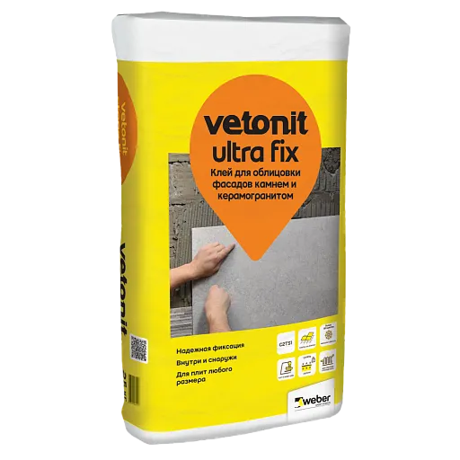 Клей для плитки, керамогранита, мозаики и камня Weber.vetonit Ultra fix 25 кг