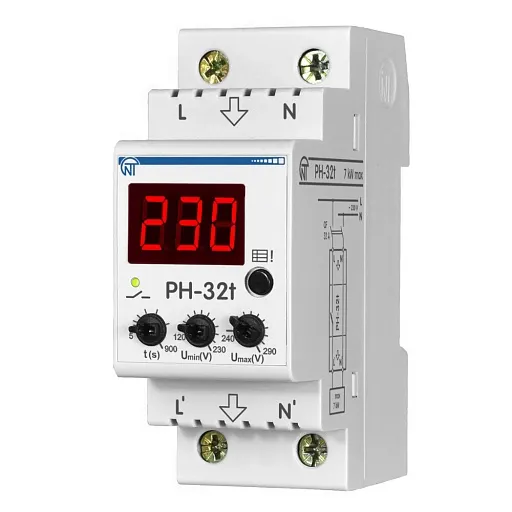 Реле напряжения Новатек-Электро РН-32t 230 В 36 А тип AC (9653165) Реле напряжения Новатек-Электро РН-32t 230 В 36 А тип AC (9653165)