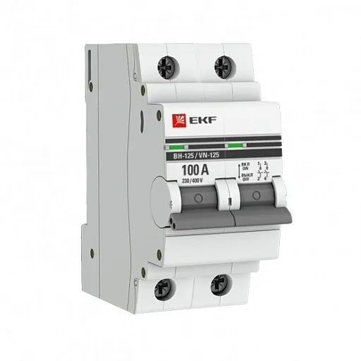 Выключатель нагрузки EKF PROxima ВН-125 2Р 100А 230 В на DIN-рейку (SL125-2-100-pro) Выключатель нагрузки EKF PROxima ВН-125 2Р 100А 230 В на DIN-рейку (SL125-2-100-pro)