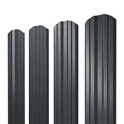 Евроштакетник двухсторонний twin 0,45 мм 100х1500 мм графитовый серый RAL 7024 фигурный срез