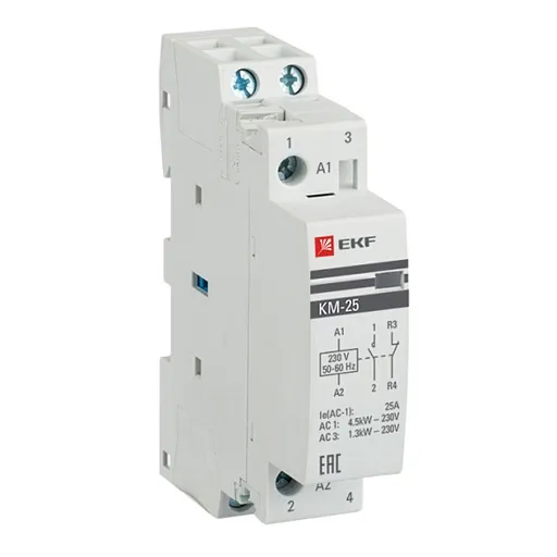 Контактор модульный EKF PROxima КМ 230-240 В 25 А тип AC 1НО+1НЗ (km-1-25-11) Контактор модульный EKF PROxima КМ 230-240 В 25 А тип AC 1НО+1НЗ (km-1-25-11)
