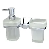 Дозатор для мыла WasserKraft Wern с держателем стекло матовый/металл хром (K-2589)