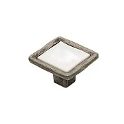 Ручка-кнопка мебельная Kerron Ceramic d31 мм металлическая с фарфоровой вставкой черненый старинный цинк (KF08-11 BAZ)
