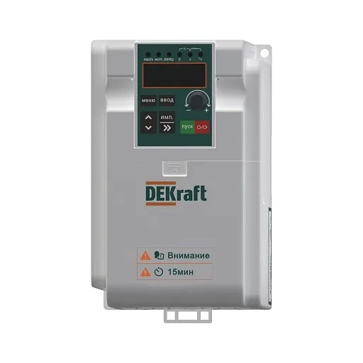 Преобразователь частоты Dekraft DEKV060 1P 27А 240 В на DIN-рейку (DEKV060G2R2S2) Преобразователь частоты Dekraft DEKV060 1P 27А 240 В на DIN-рейку (DEKV060G2R2S2)