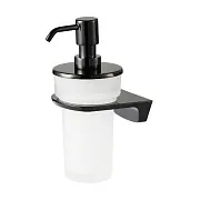 Дозатор для мыла WasserKraft Glan с держателем стекло матовый/металл черный (K-5199)