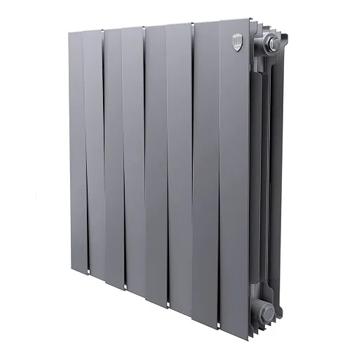Радиатор биметаллический Royal Thermo Piano Forte 500 мм 8 секций 1" боковое подключение серебристый Радиатор биметаллический Royal Thermo Piano Forte 500 мм 8 секций 1" боковое подключение серебристый