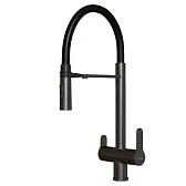 Смеситель для кухни Mixline MLSS-0401BL графит с гибким изливом с подключением к фильтру однорычажный (556015)