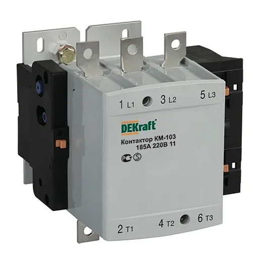 Контактор модульный Dekraft КМ-103 220 В 185 А тип AC 1НО+1НЗ (22154DEK) Контактор модульный Dekraft КМ-103 220 В 185 А тип AC 1НО+1НЗ (22154DEK)