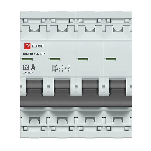 Выключатель нагрузки EKF PROxima ВН-63N 4Р 63А 400 В на DIN-рейку (S63463)