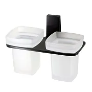 Стакан для ванной WasserKraft Abens с держателем двойной стекло матовый/металл черный (K-3228D) Стакан для ванной WasserKraft Abens с держателем двойной стекло матовый/металл черный (K-3228D)
