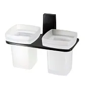 Стакан для ванной WasserKraft Abens с держателем двойной стекло матовый/металл черный (K-3228D) Стакан для ванной WasserKraft Abens с держателем двойной стекло матовый/металл черный (K-3228D)
