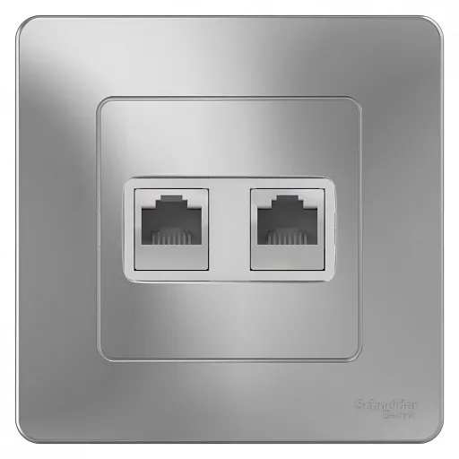 Розетка компьютерная Systeme Electric Blanca встраиваемая алюминий 2хRJ45 (BLNIS045453)