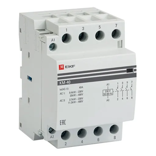 Контактор модульный EKF PROxima КМ 230-240 В 40 А тип AC 4НО (km-3-40-40) Контактор модульный EKF PROxima КМ 230-240 В 40 А тип AC 4НО (km-3-40-40)