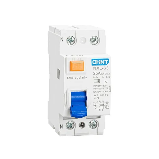 УЗО Chint NXL-63 АХ (R) 25А 1P+N тип AC 30 мА 6 кА (399938)
