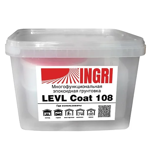 Грунт эпоксидный для полимерных полов Levl Coat 108 двухкомпонентный 7,9 кг + 2,2 кг Грунт эпоксидный для полимерных полов Levl Coat 108 двухкомпонентный 7,9 кг + 2,2 кг