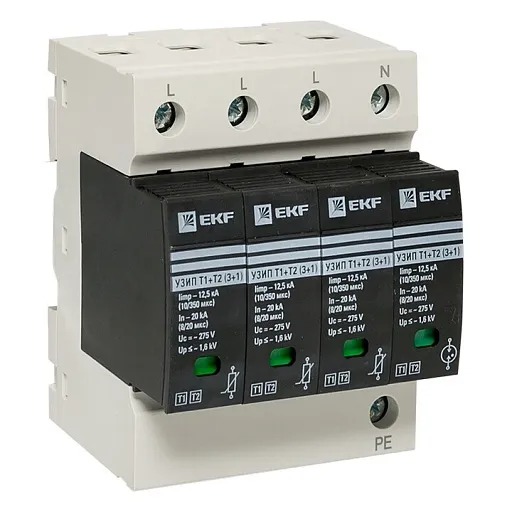 Ограничитель напряжения модульный EKF PROxima T1-T2 275 В 20 кА 4P (OV12-31-506)