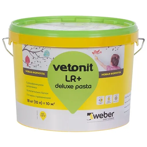 Шпаклевка готовая полимерная Weber.vetonit LR+ deluxe pasta 18 кг (10 л)